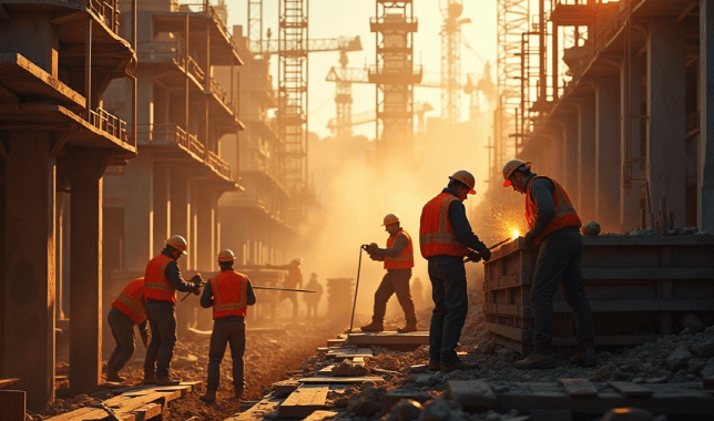 공사현장근로자들