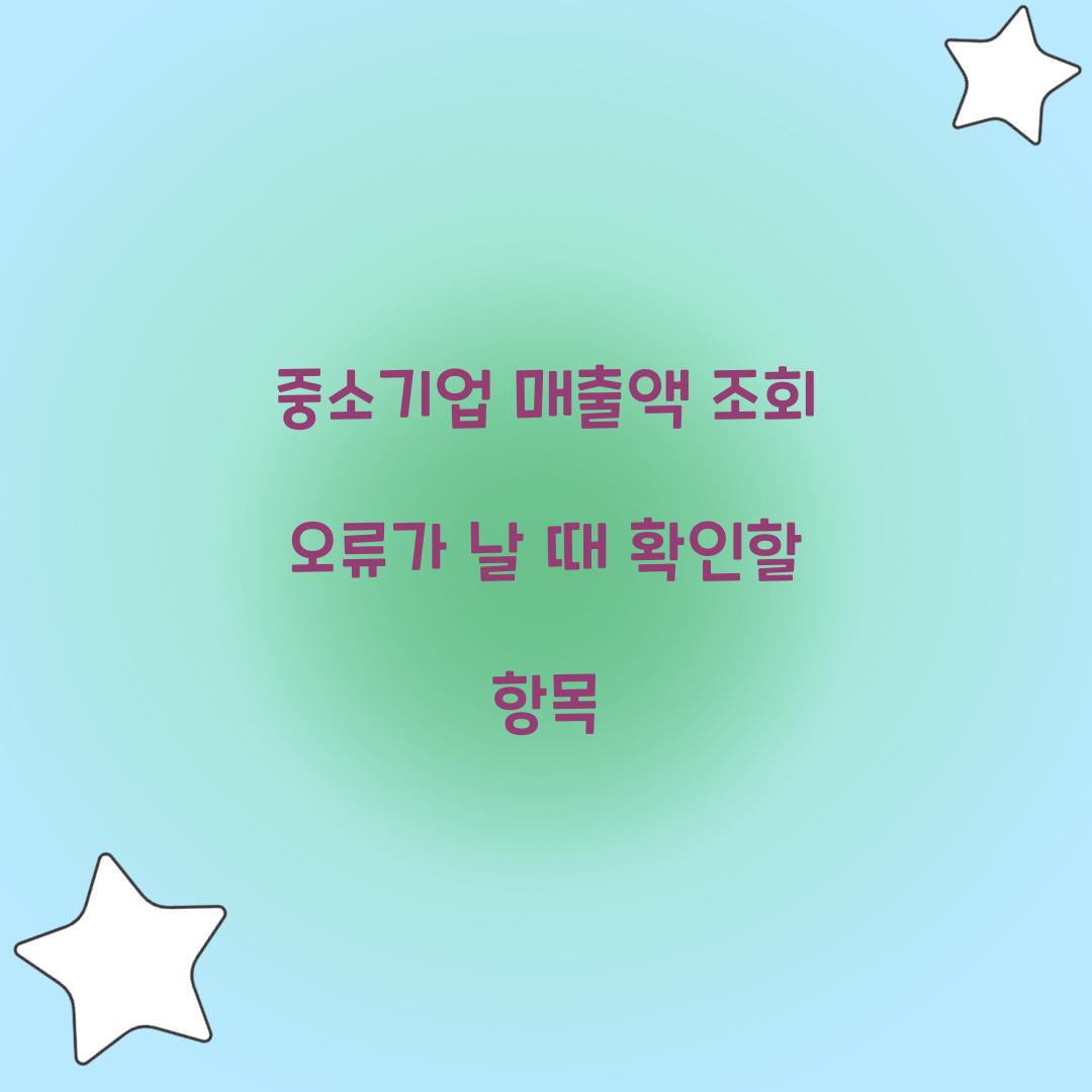 중소기업 매출액 조회 오류가 날 때 확인할 항목