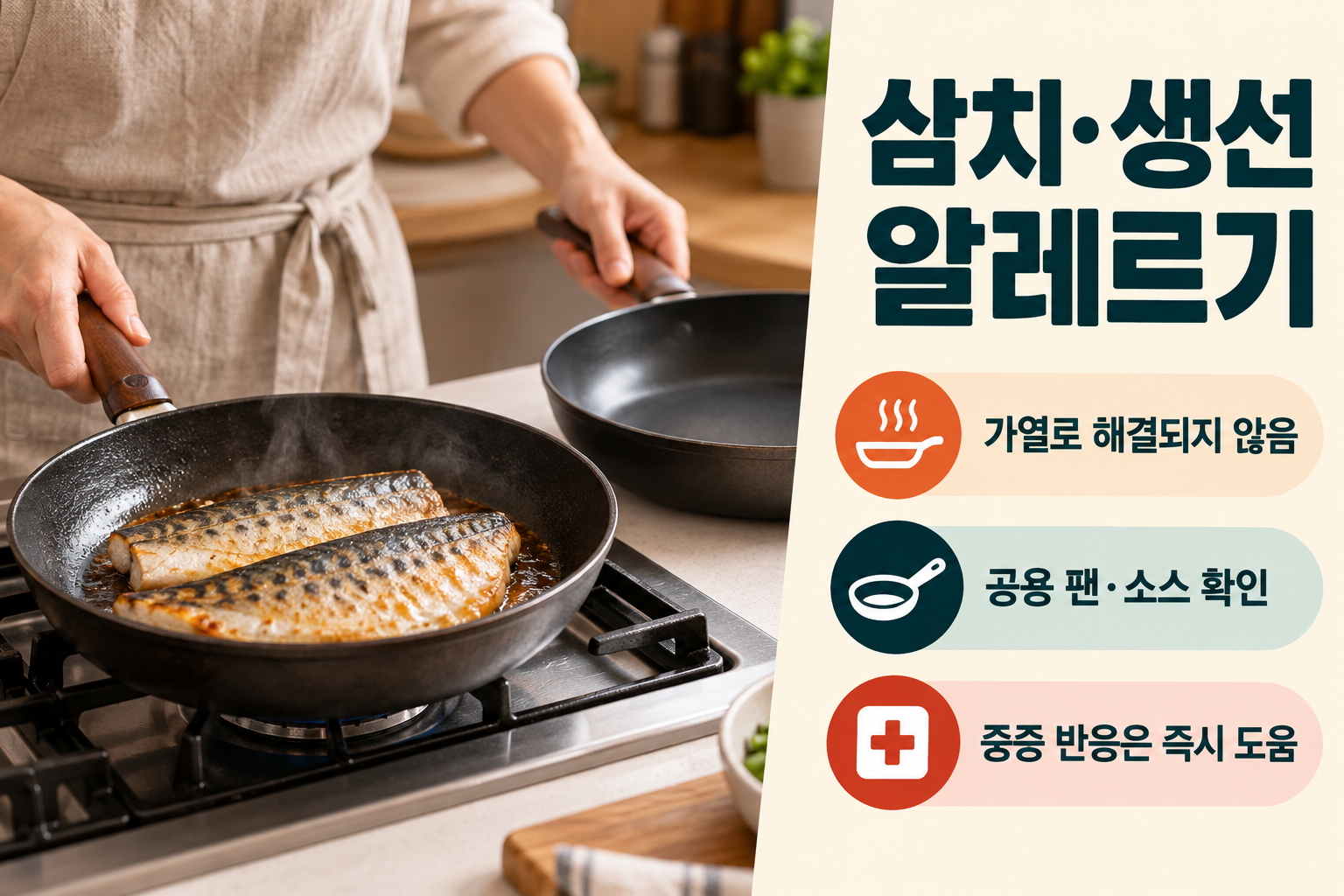 삼치 · 삼치도 생선 알레르기가 있으면 가열만 믿지 마세요 실사 인포그래픽