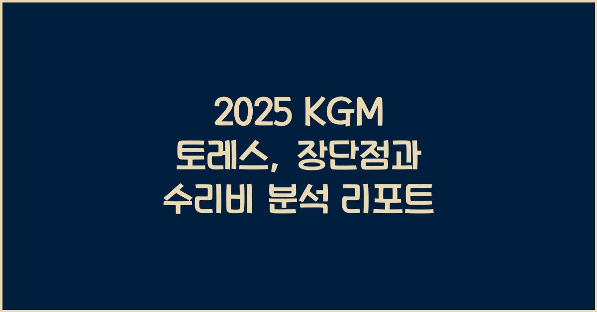 2025 KGM 토레스 장단점 결함 수리비