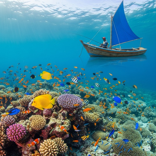 해양 생물의 서식지 보존과 어업을 설명하는 이미지