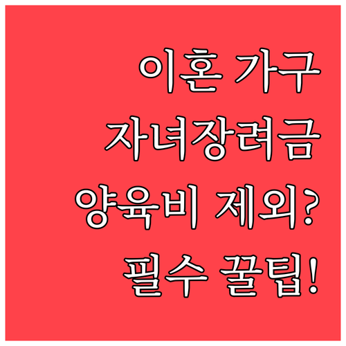 자녀장려금 이혼 가구 양육비 제외 소..