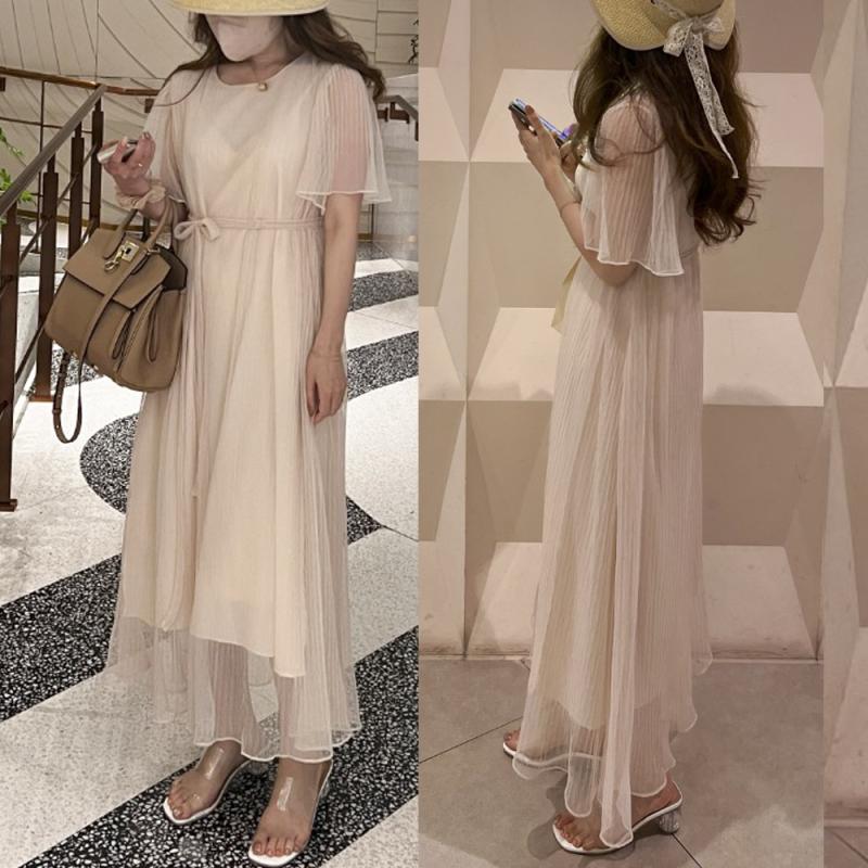 예뻐너 여성 원피스 봄 여름 휴양지 바캉스 해외여행 하객룩 빅사이즈 레이스 쉬폰 하객