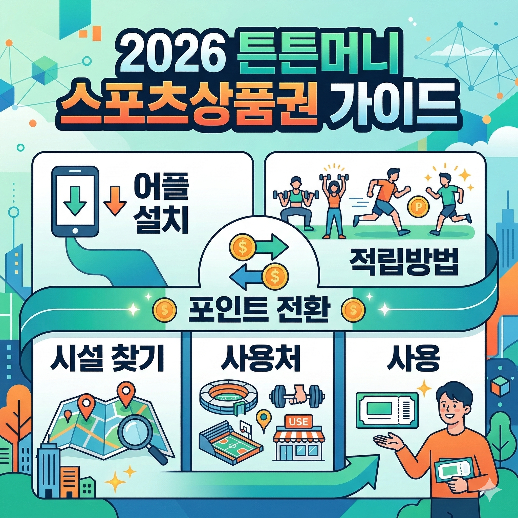 2026 튼튼머니 스포츠상품권 적립방법 사용처 시설 찾기 어플 설치 포인트 전환 사용