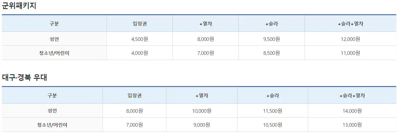 우대할인 종류와 금액 안내 이미지