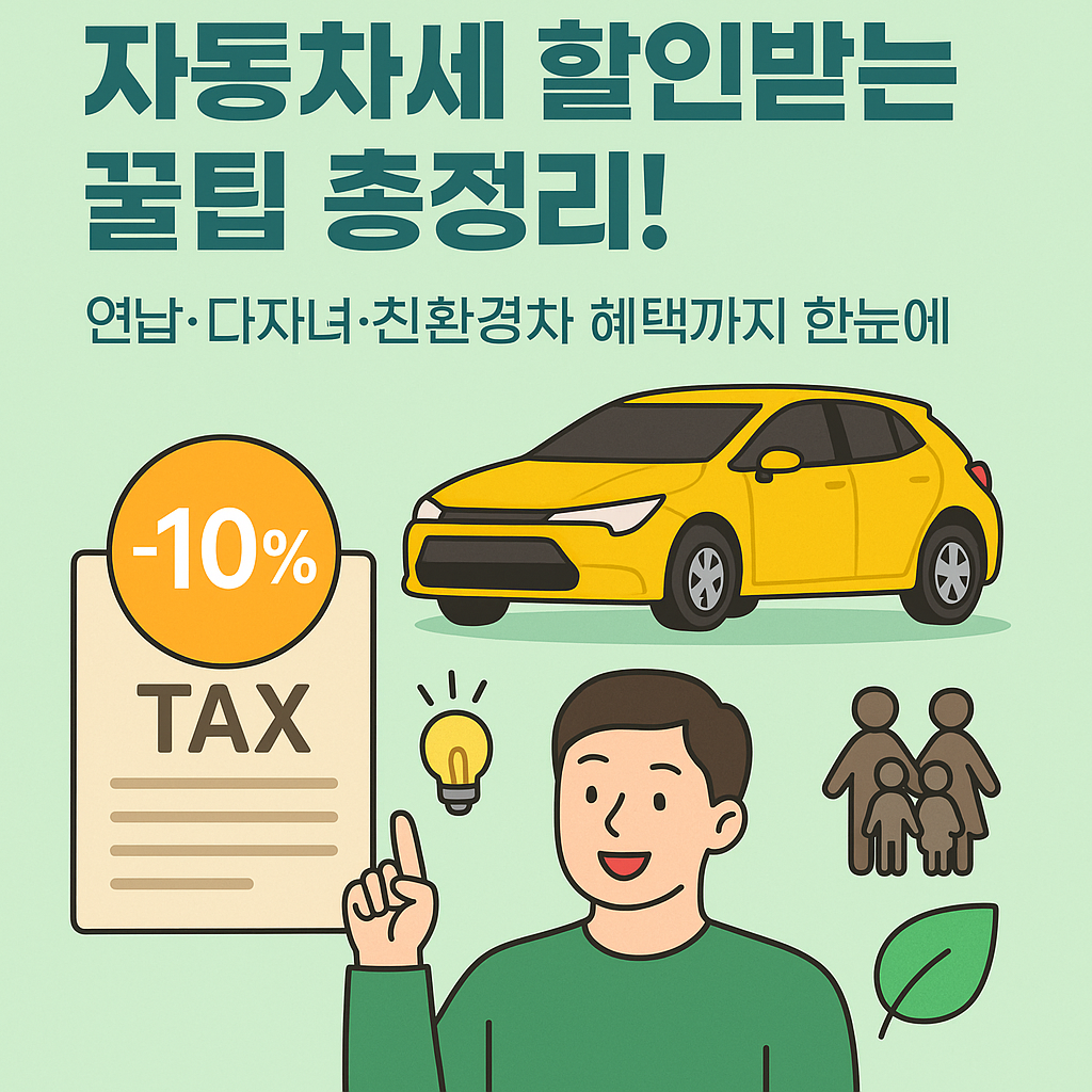 자동차세 할인받는 꿀팁 총정리! 연납·다자녀·친환경차 혜택까지 한눈에 관련 사진