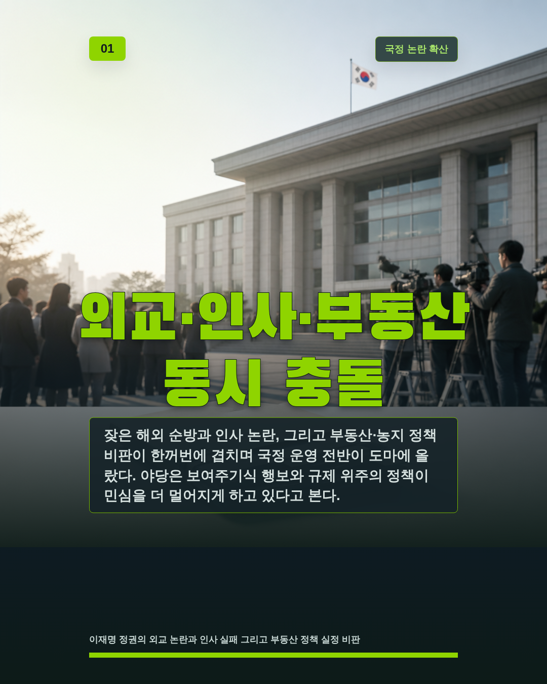 외교·인사·부동산 동시 충돌