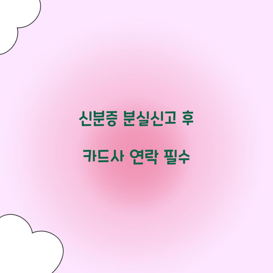 신분증 분실신고 후 카드사 연락 필수