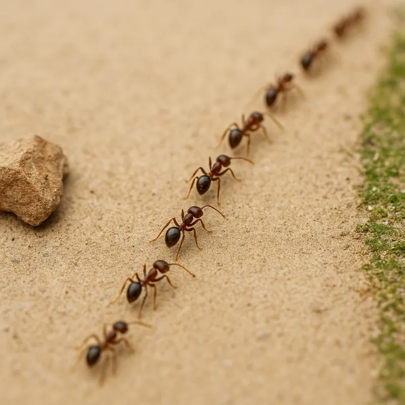 개미가-줄지어-다니는-이유를-시각적으로-표현한-이미지로-흙길-위에서-한-줄로-이동하는-개미들의-모습