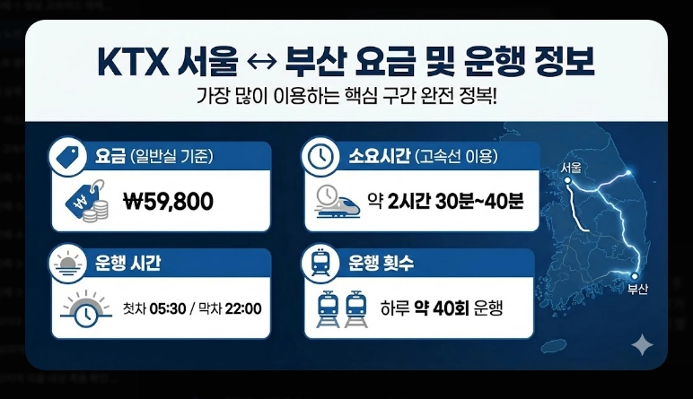 주요 노선 요금(고속버스, KTX, SRT)(2026년 + 전략)