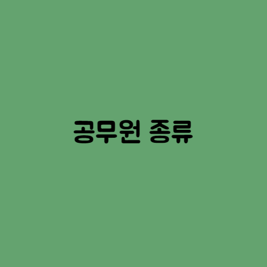 공무원 종류, 분류