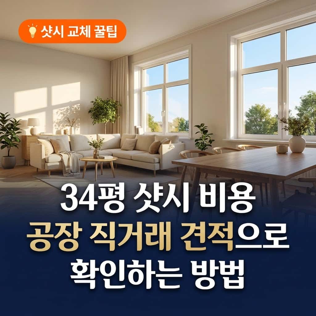샷시 교체 꿀팁. 34평 샷시 비용 공장 직거래 견적으로 확인하는 방법 메인 타이틀 이미지.