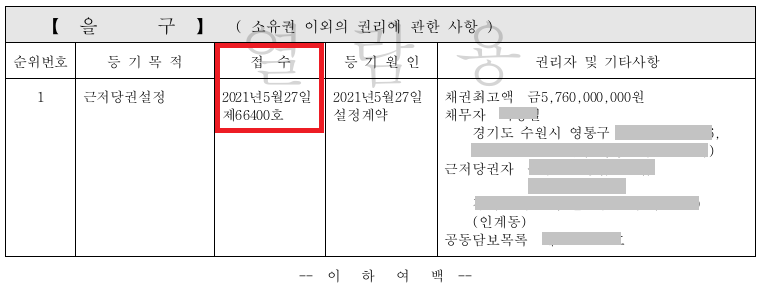 등기부등본 접수날짜1