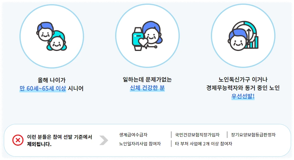 노인일자리 신청 자격과 조건