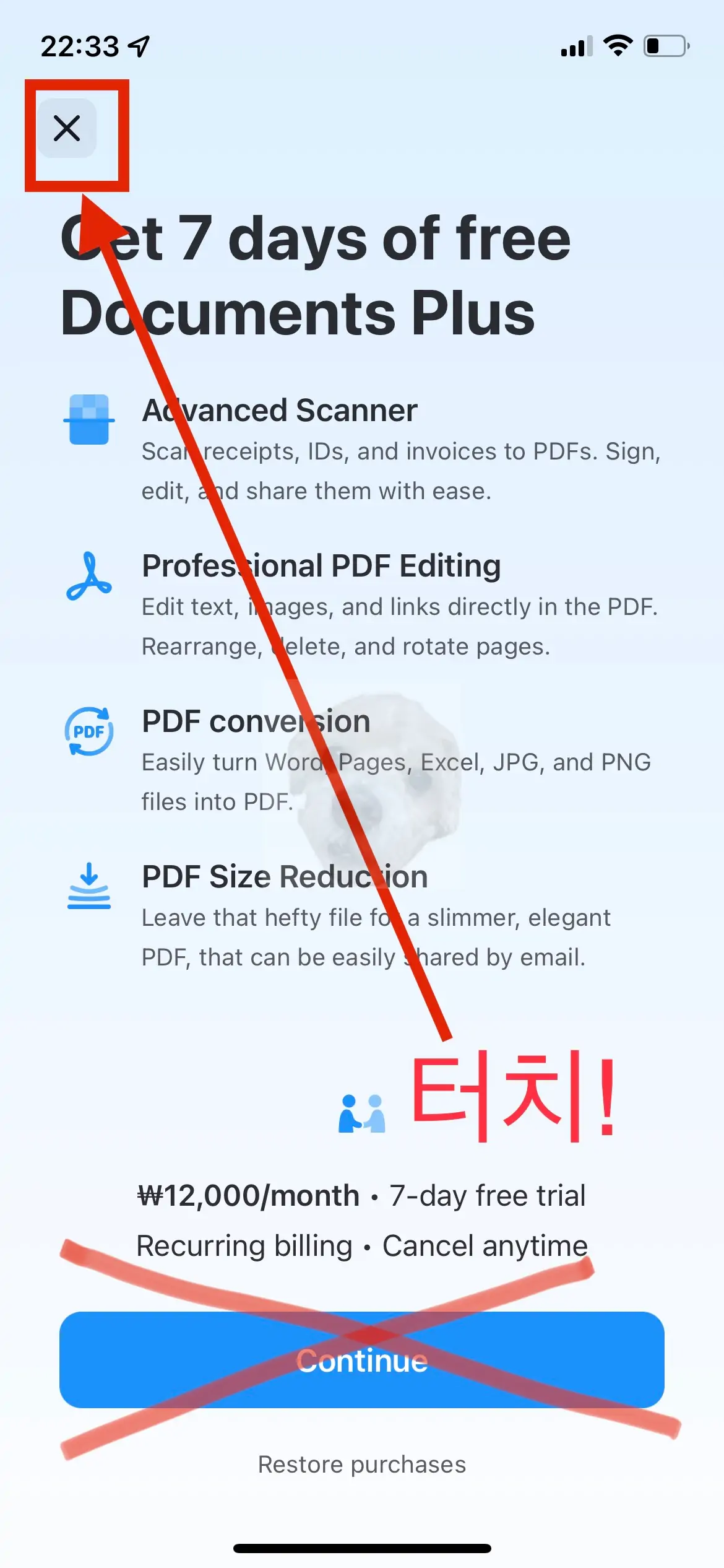 Continue 마음대로 누르다가 유료플랜 결제 될 수 있으니 주의