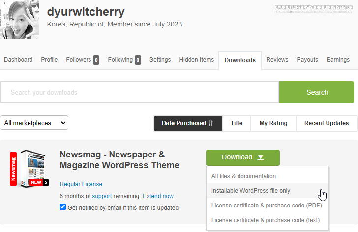 License certification & purchase code