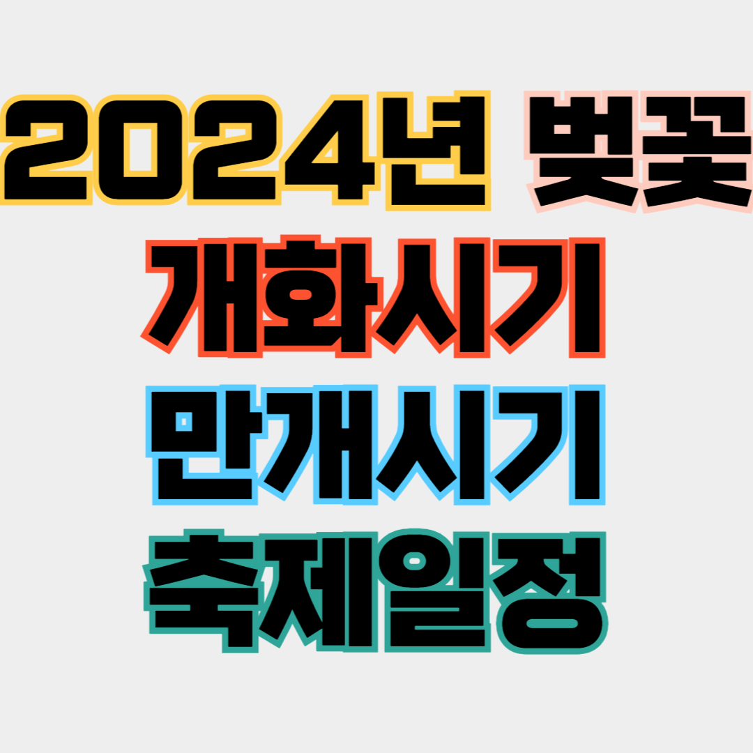 2024년 벚꽃 개화시기 만개시기 벚꽃 축제 일정