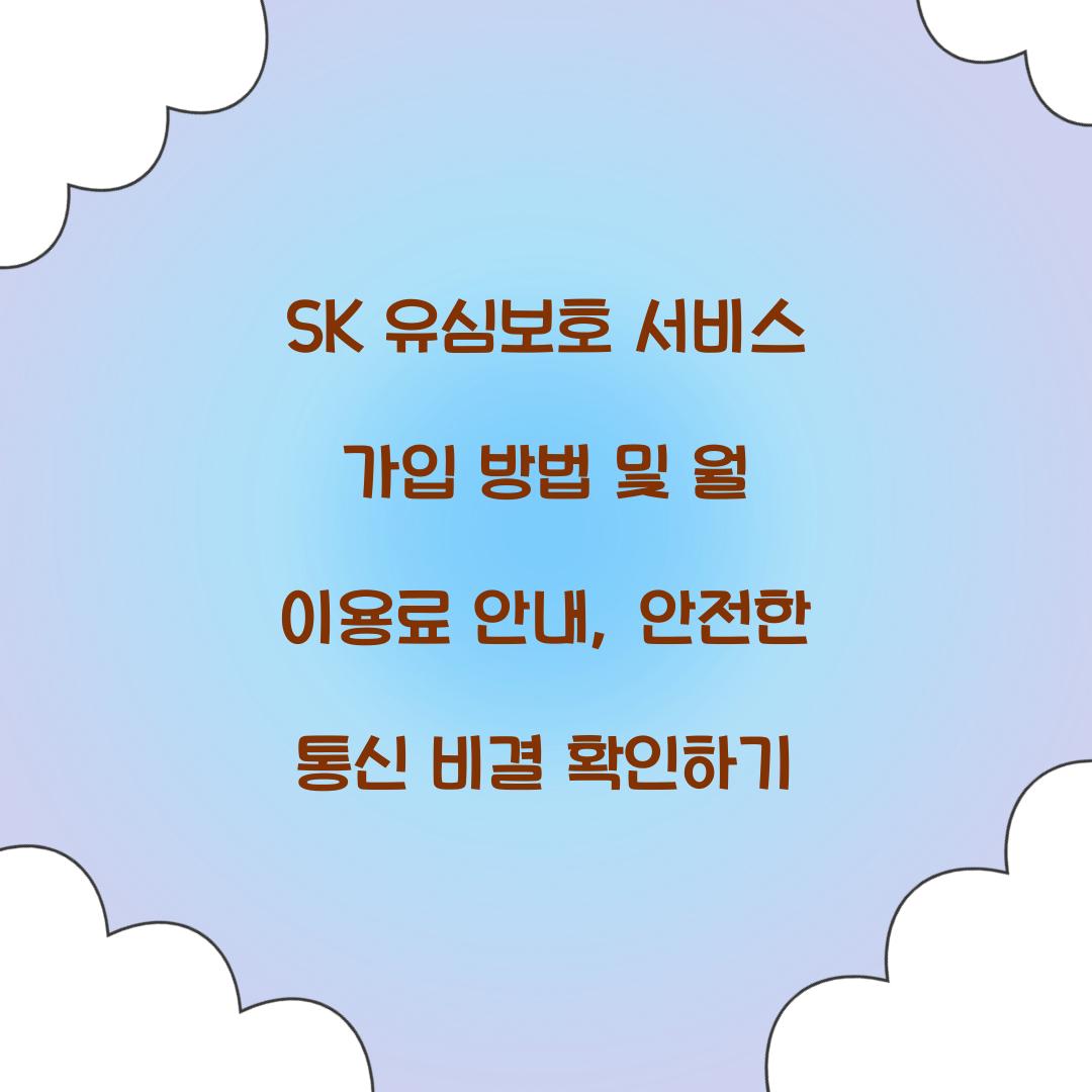 SK 유심보호 서비스 가입 방법 및 월 이용료 안내