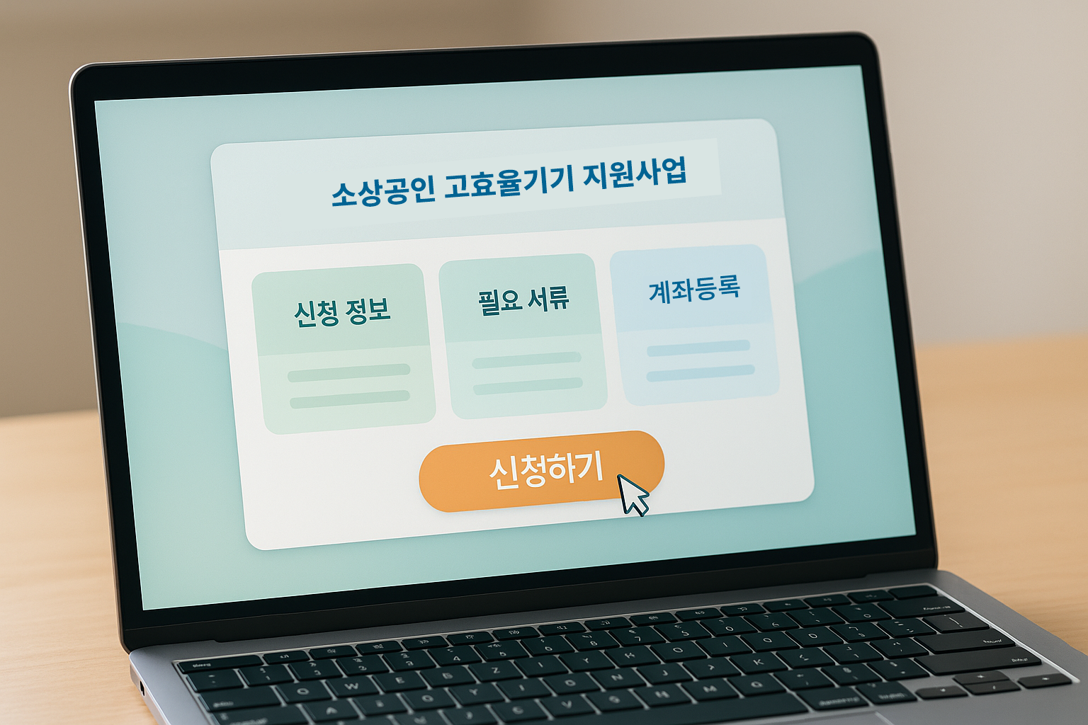 하나파워온스토어 웹사이트의 소상공인 지원사업 신청 페이지 화면