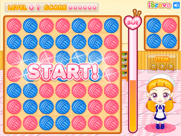 슈의-알록달록-털실찾기-퍼즐-플래시게임-시작-화면