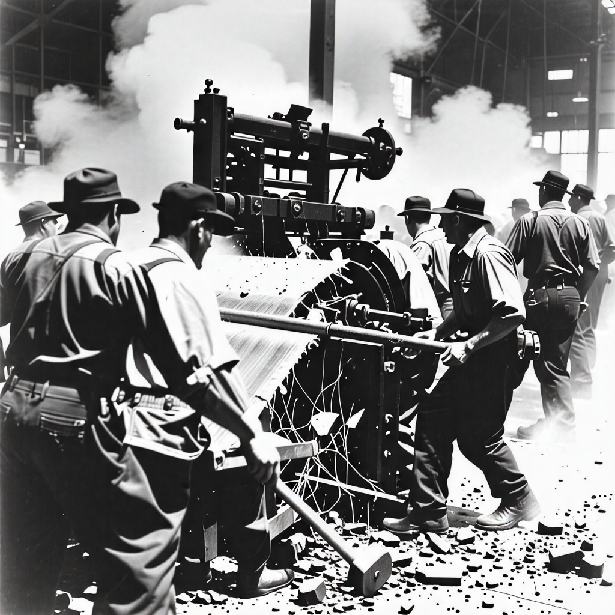 러다이트 운동 이미지 제작 상세 프롬프트, by 뤼튼