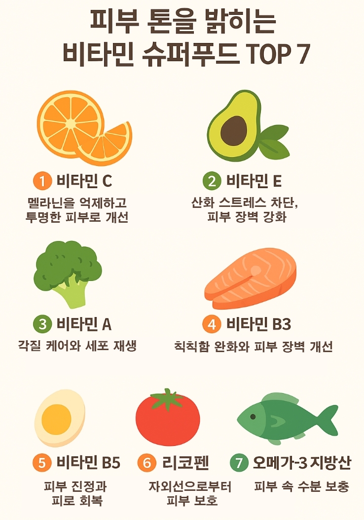 피부 톤을 밝히는 비타민 슈퍼푸드