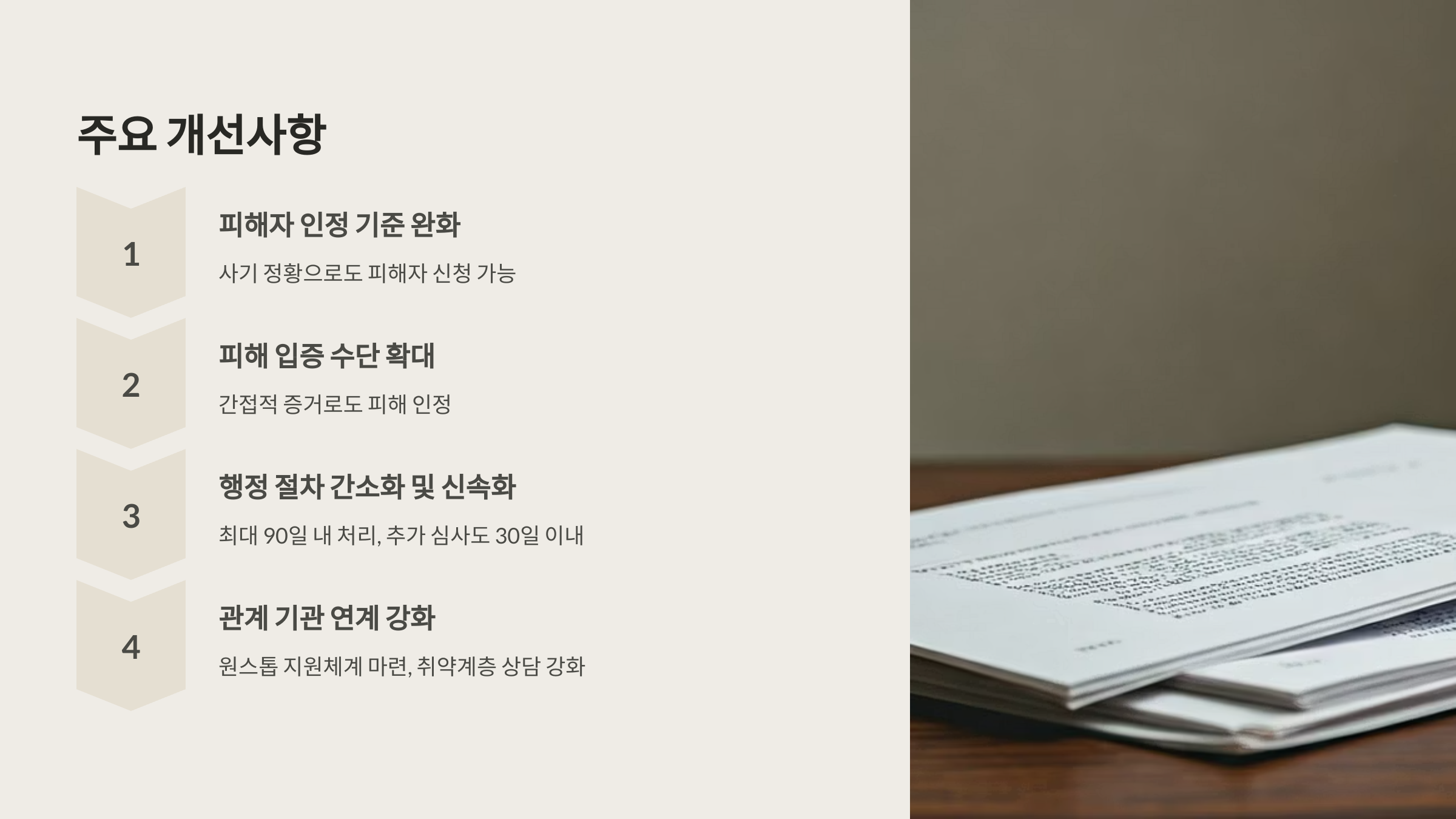 특별법 개정 내용 중 주요 개선사항 요약