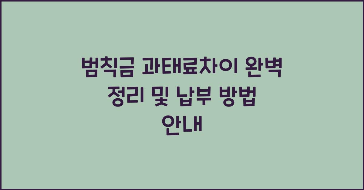 범칙금 과태료차이