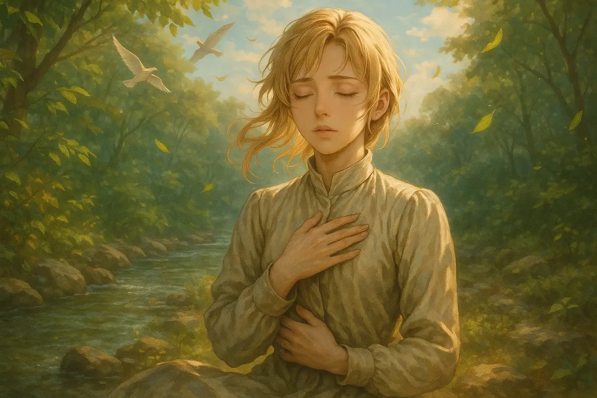 PTSD 회복, 몸과 마음의 건강한 연결을 상징하는 이미지: 고통에서 벗어나 평온을 찾는 과정