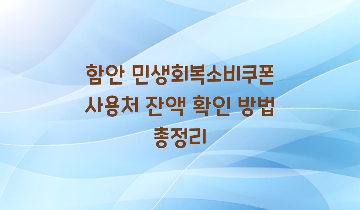 함안 민생회복소비쿠폰 사용처 잔액 확인 방법 총정리