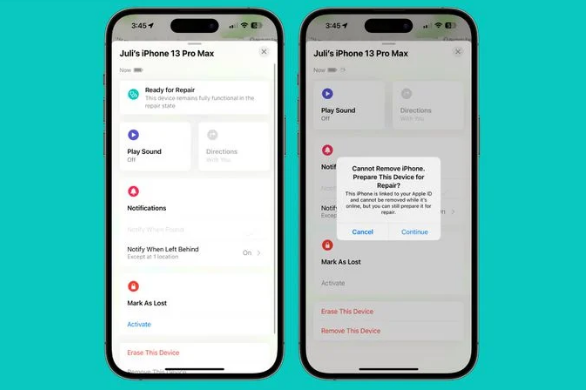 iOS 17.5 업데이트가 도입한 '수리 상태' 옵션(이미지출처-macrumors)