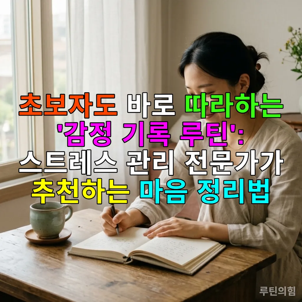 창가에 앉아 감정 일기를 쓰는 차분한 한국 여성