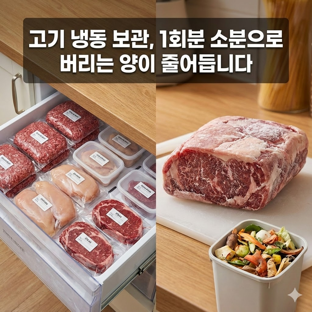 고기 냉동 보관, 1회분 소분만 해도 버리는 양이 줄어듭니다