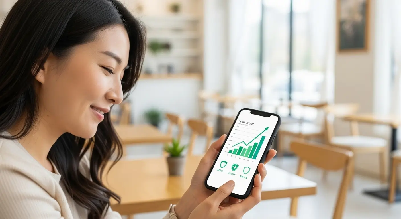 1금융권 거절 후 스마트폰으로 안전한 대부 대출 순위를 검색하는 한국인 모습