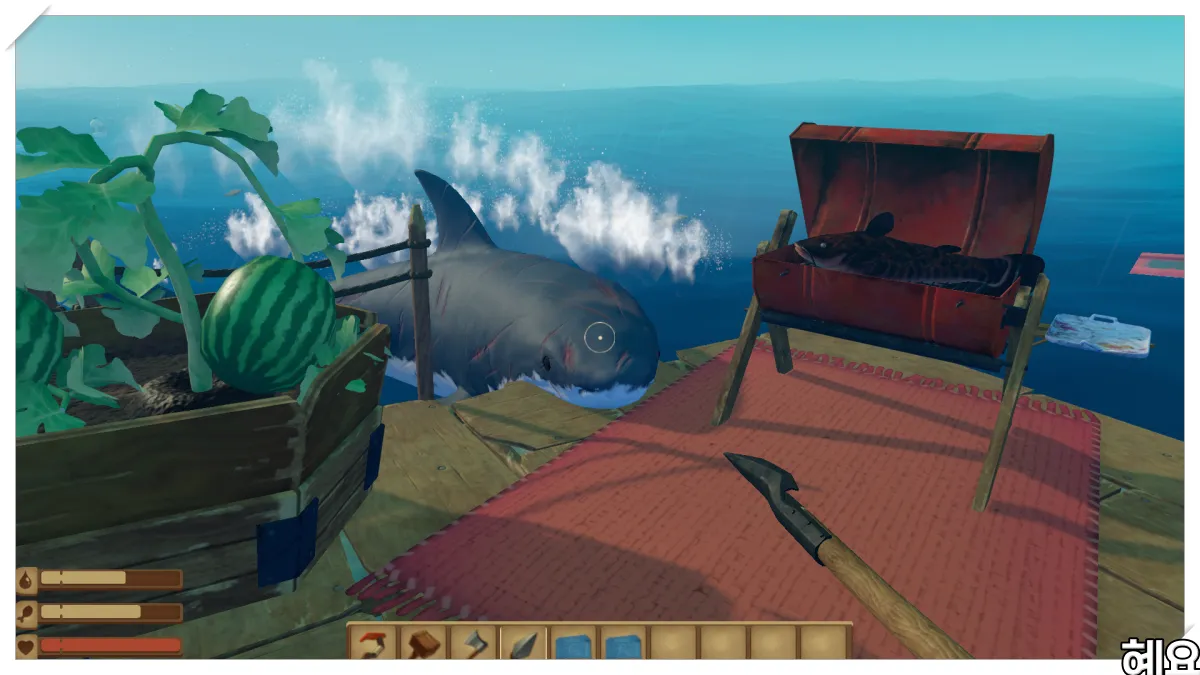 뗏목을-물어-뜯고-있는-상어