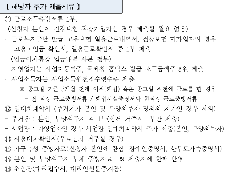 해당자 추가 제출서류