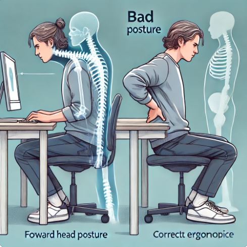 일자목증후군을 유발할 수 있는 나쁜 자세 관련 사진