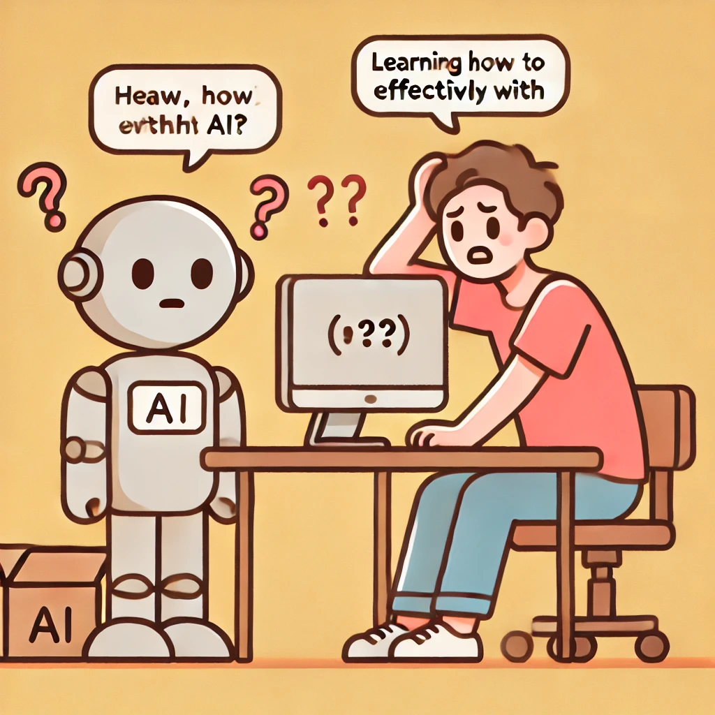 AI와의 작업에서 답답함을 느끼는 상황과 효과적인 소통 방식의 차이점을 시각적으로 표현