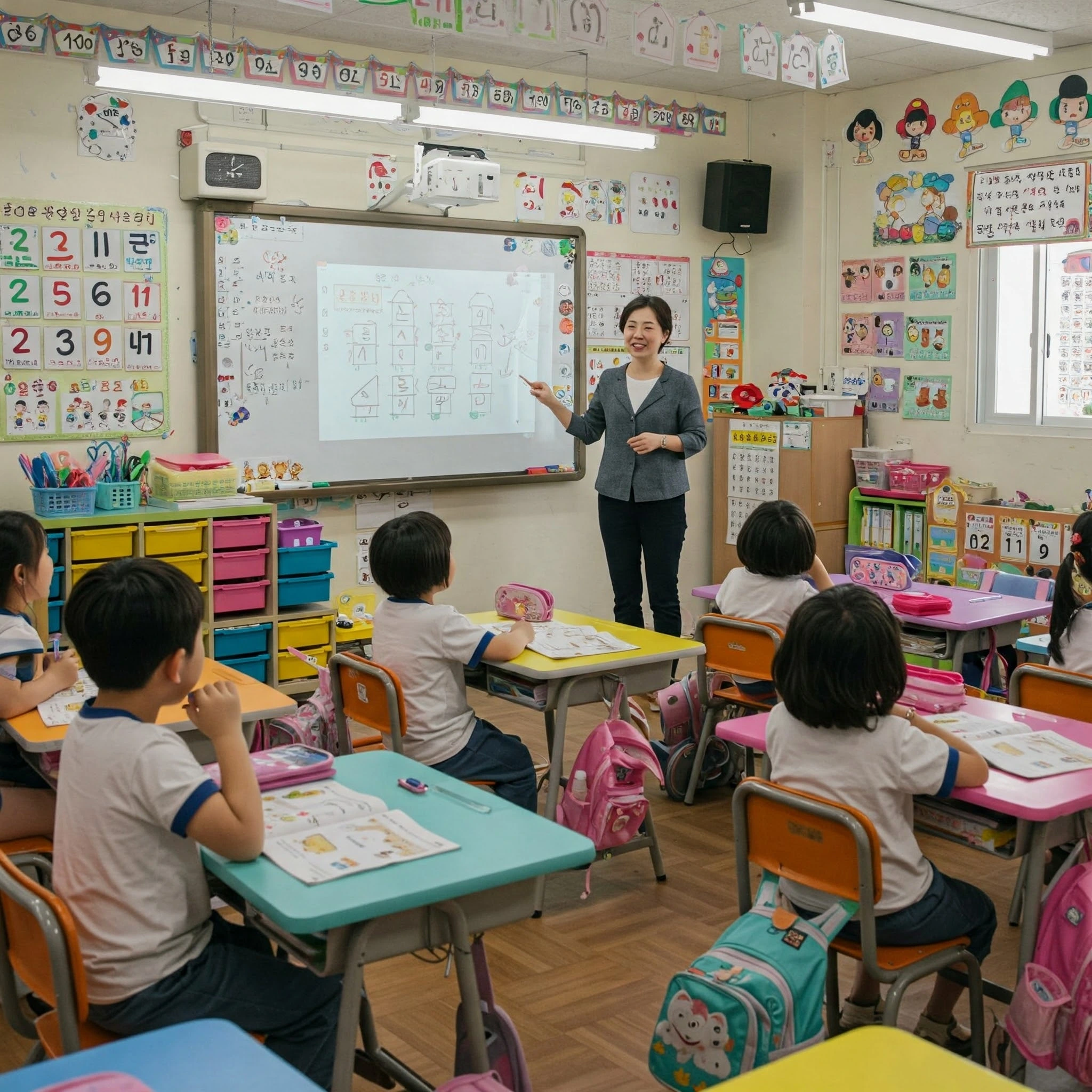 수업 중인 초등학교 교실