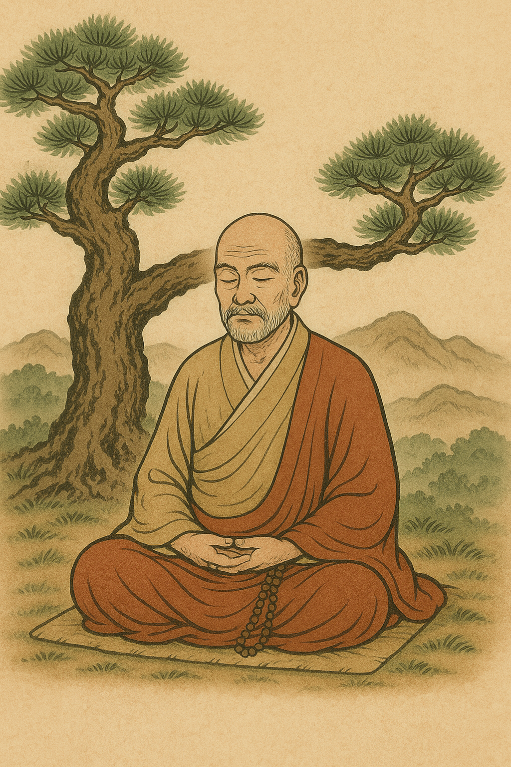 소나무 아래 고승 이미지