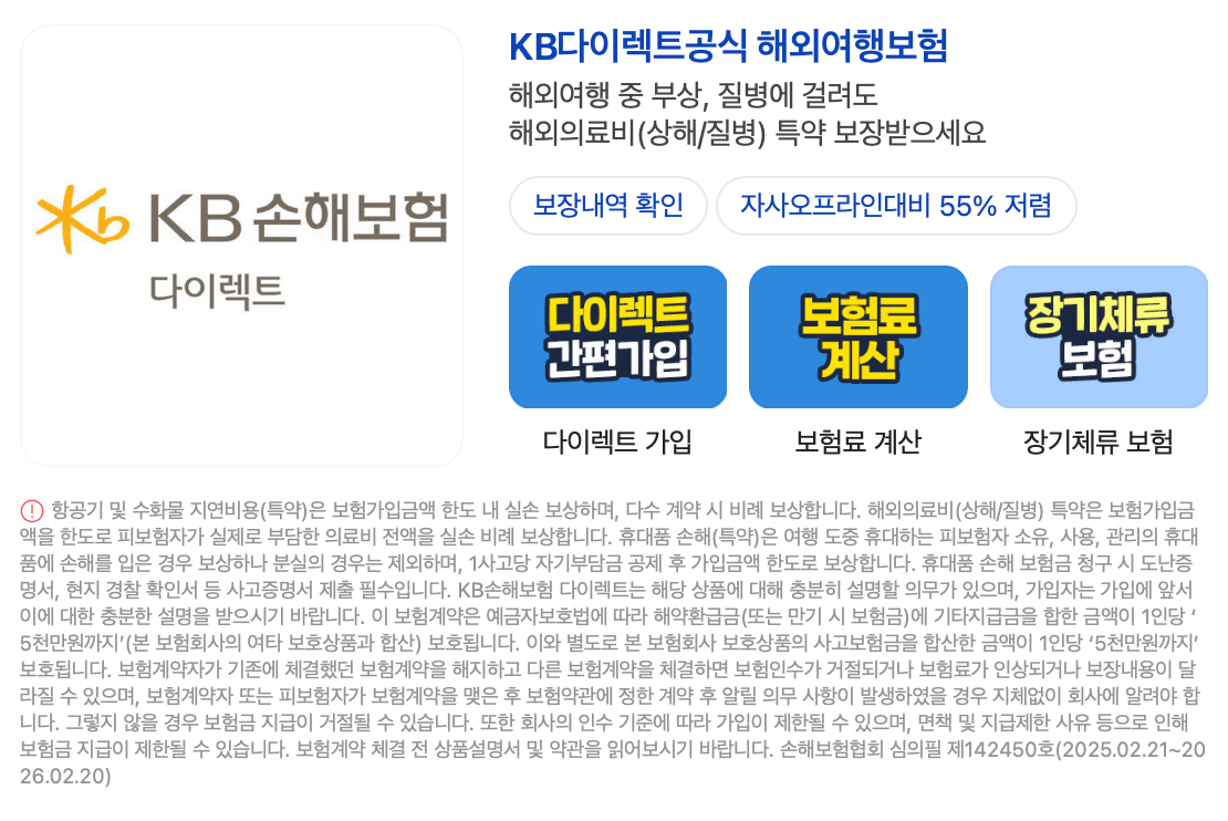 KB손해보험 해외여행보험