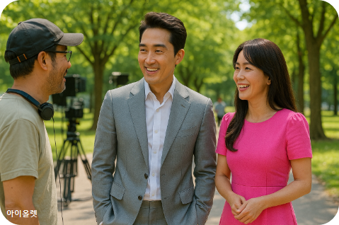 현장 스태프와의 대화하는 모습 AI 재현