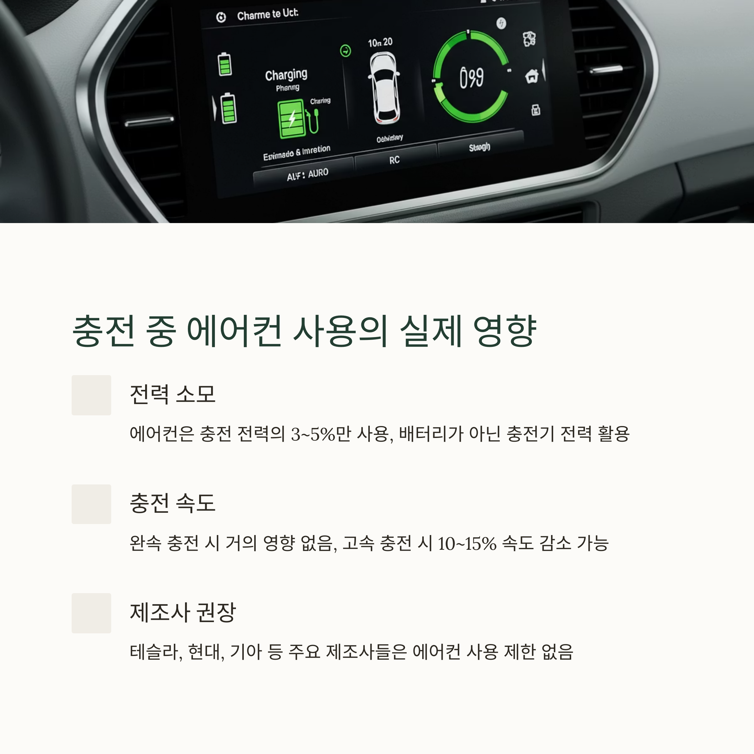 전기차 충전 중 에어컨 사용 모습