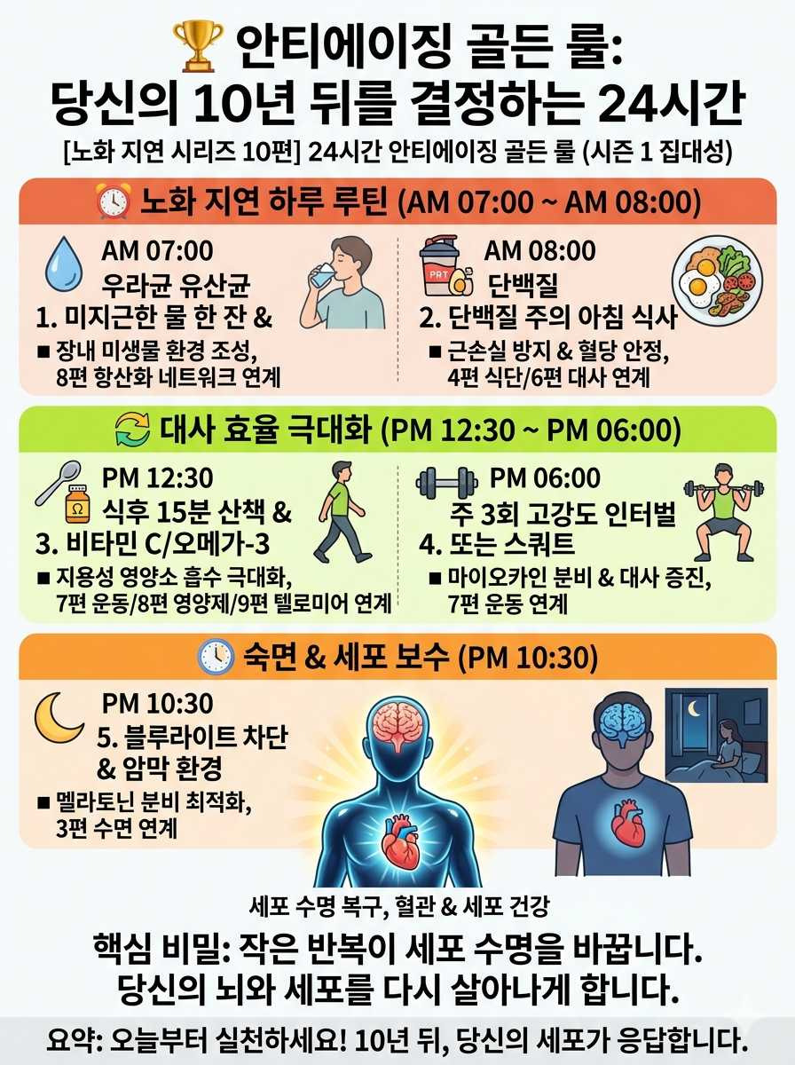 안티에이징 골든 룰: 당신의 10년 뒤를 결정하는 24시간 루틴 인포그래픽