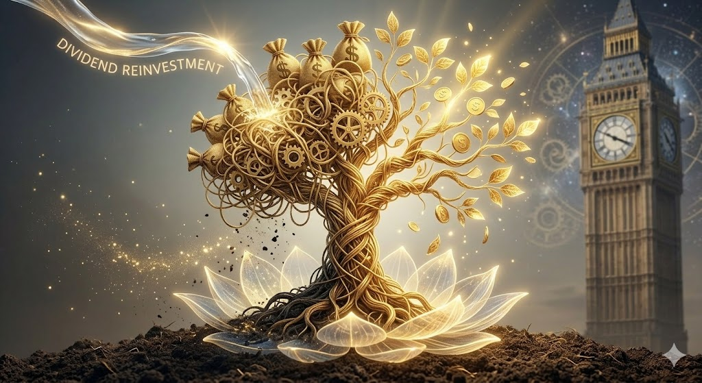 A luxurious gold-embossed bank vault representing 'Swiss Economic Report' with rising stock charts.