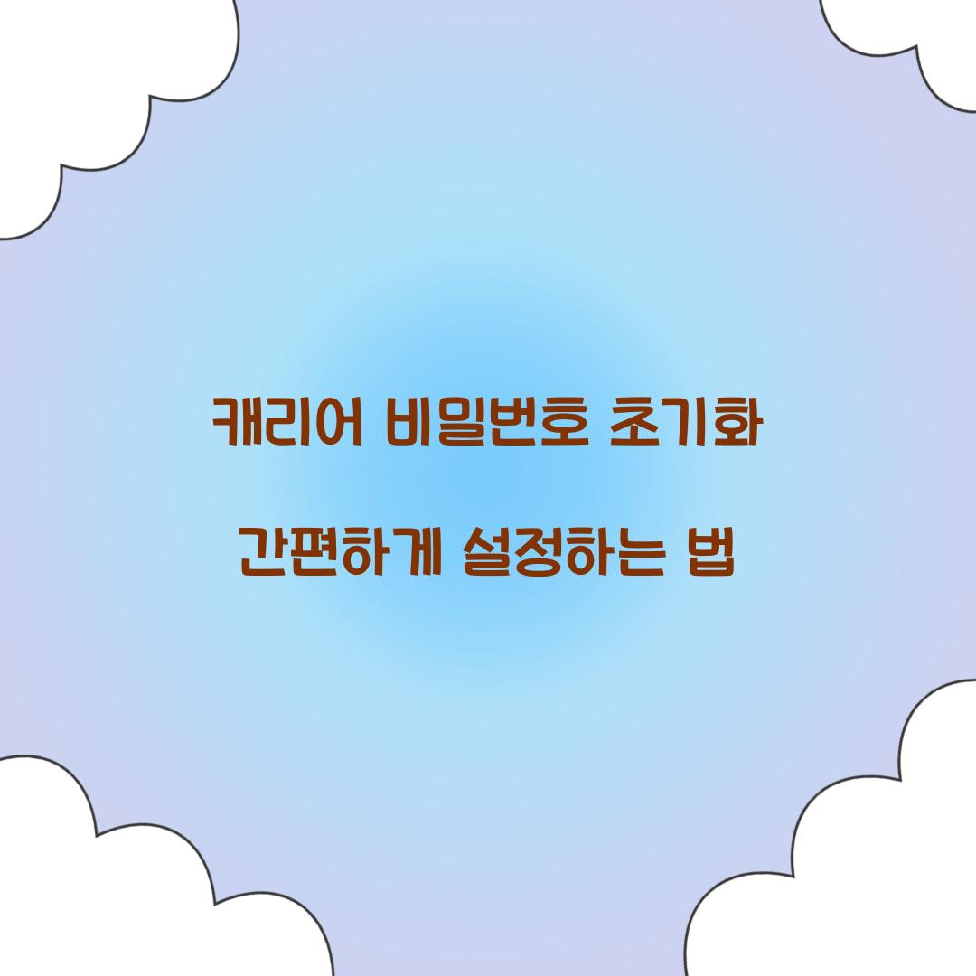 캐리어 비밀번호 초기화