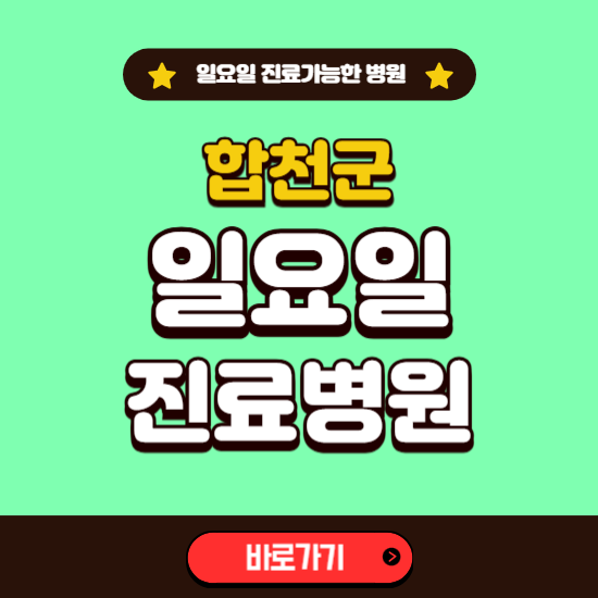 합천군 일요일 진료 가능한 병원 ❘ 주말 문여는 곳 총정리 (소아과, 내과, 안과, 치과, 피부과, 정형외과, 산부인과)