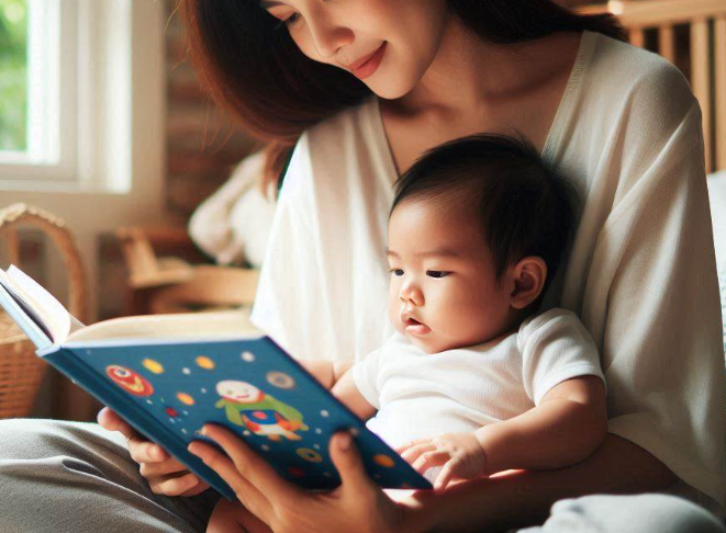 엄마가-아기에게-책-읽어주고-있음