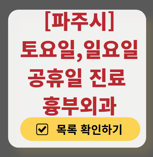 파주시 주말 토요일 일요일 흉부외과 진료 병원 목록 ❘ 공휴일 문 여는 병원 리스트 찾기