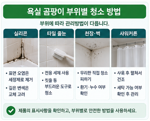 욕실 곰팡이 부위별 청소 방법